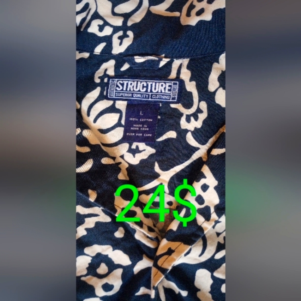 Structured Brand Hawiian Style Button Up Casual S… - image 1